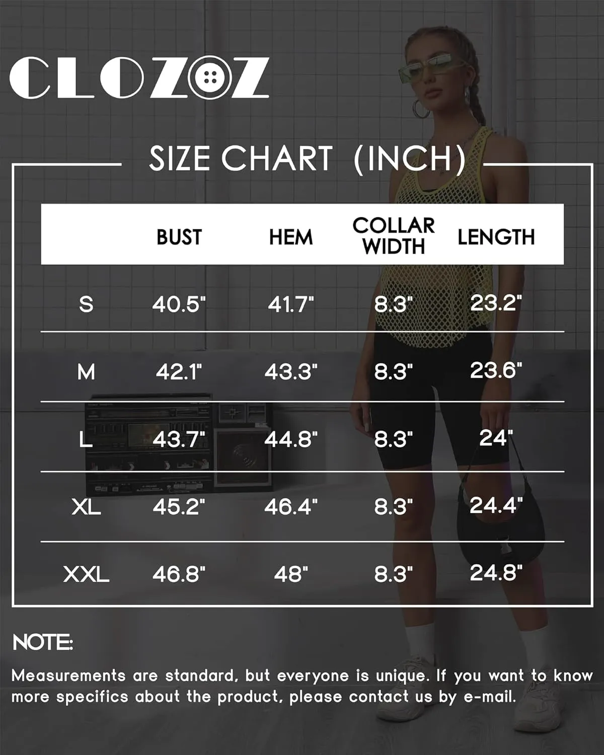 CLOZOZ Fishnet Tank Tops Mesh See Through Tops for Women Trendy Sheer Scoop Neck Sleeveless Going Out Tops