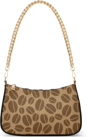 Coffee Beans Brown Evening Clutch Purse for Women Hobo Clutch Purse Chain One Shoulder Purse