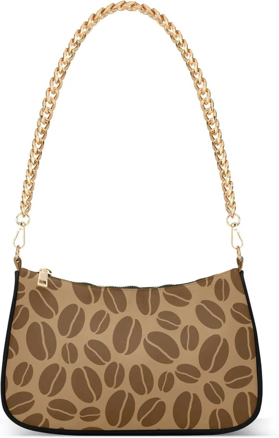Coffee Beans Brown Evening Clutch Purse for Women Hobo Clutch Purse Chain One Shoulder Purse