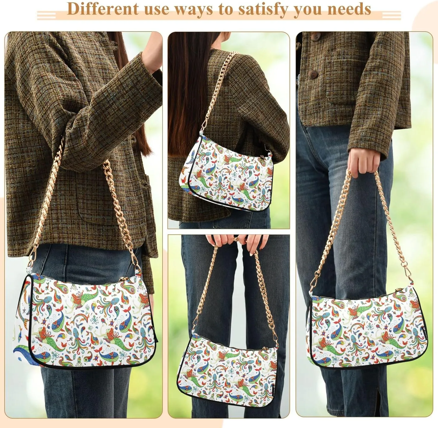 Coffee Beans Brown Evening Clutch Purse for Women Hobo Clutch Purse Chain One Shoulder Purse