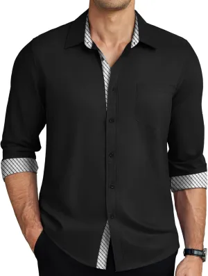 COOFANDY Mens Dress Shirts Long Sleeve Button Down Shirts Untucked Wrinkle-Free Business Casual Shirts