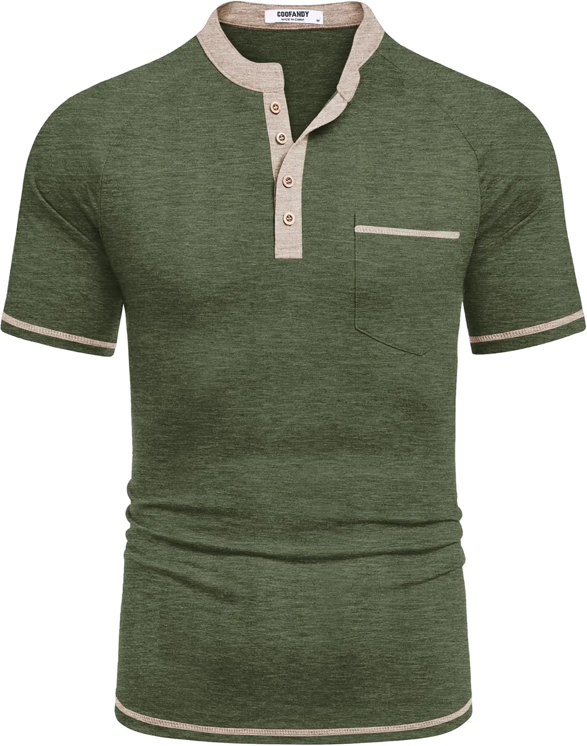COOFANDY Mens Henley Shirts Short Sleeve Casual Button T-Shirts Basic Tee Shirts Summer Vintage T Shirts with Pocket