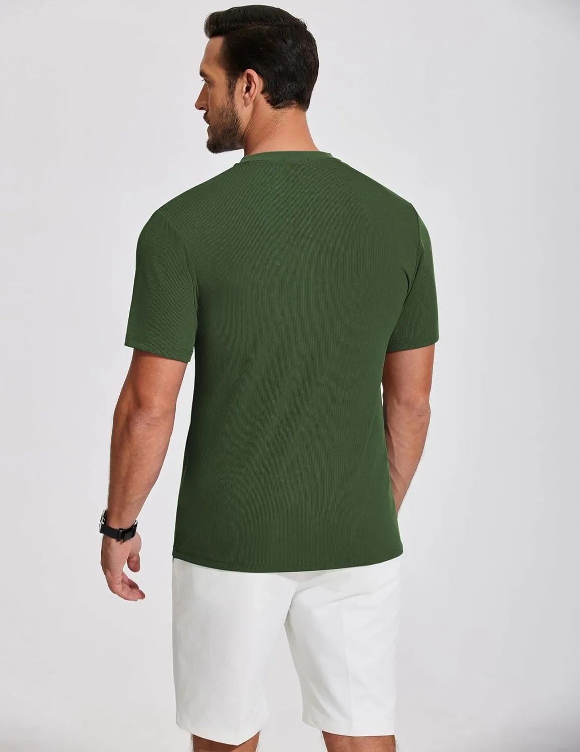 COOFANDY Men's Henley Shirts Short Sleeve Ribbed T-Shirts Bodybuilding Workout Tee Shirts