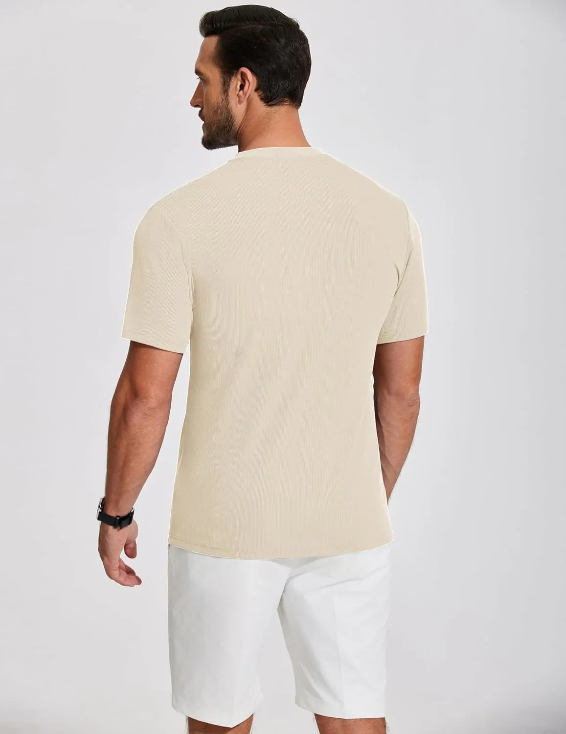 COOFANDY Men's Henley Shirts Short Sleeve Ribbed T-Shirts Bodybuilding Workout Tee Shirts