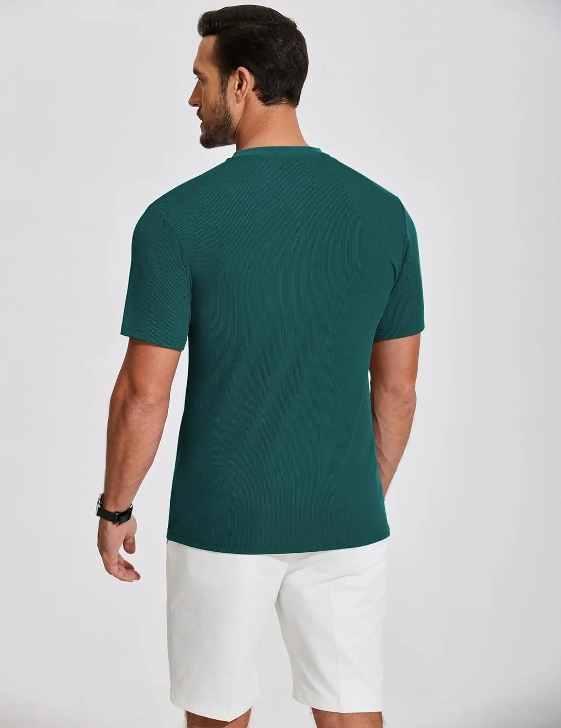 COOFANDY Men's Henley Shirts Short Sleeve Ribbed T-Shirts Bodybuilding Workout Tee Shirts