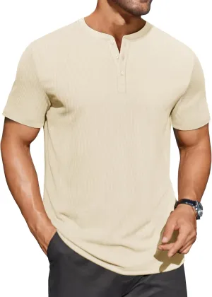 COOFANDY Men's Henley Shirts Short Sleeve Ribbed T-Shirts Bodybuilding Workout Tee Shirts
