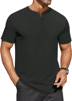 COOFANDY Men's Henley Shirts Short Sleeve Ribbed T-Shirts Bodybuilding Workout Tee Shirts