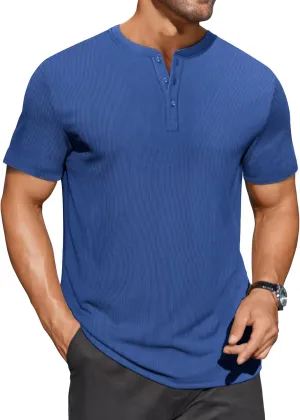 COOFANDY Men's Henley Shirts Short Sleeve Ribbed T-Shirts Bodybuilding Workout Tee Shirts