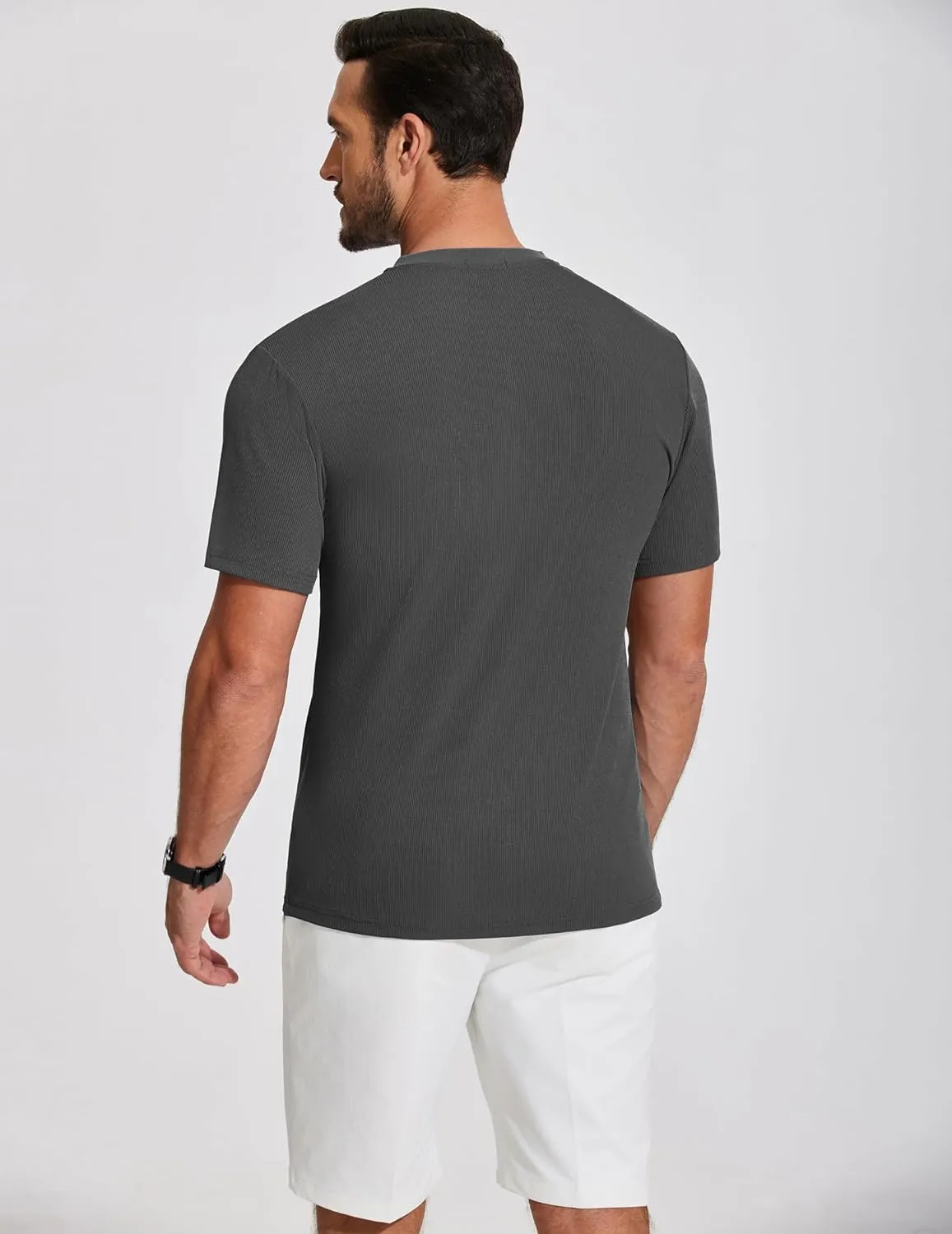 COOFANDY Men's Henley Shirts Short Sleeve Ribbed T-Shirts Bodybuilding Workout Tee Shirts