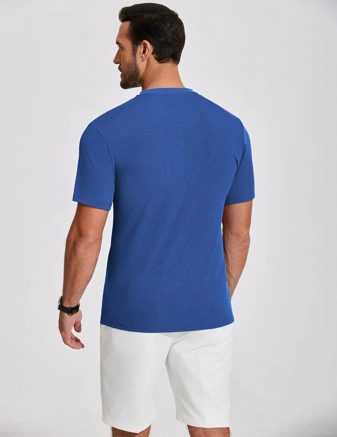 COOFANDY Men's Henley Shirts Short Sleeve Ribbed T-Shirts Bodybuilding Workout Tee Shirts