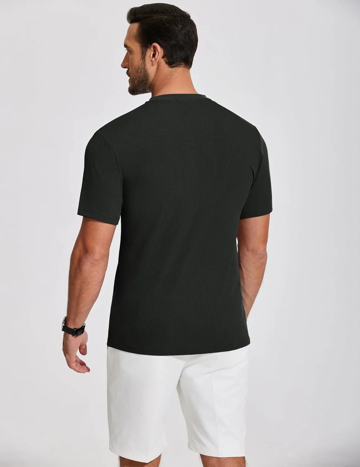 COOFANDY Men's Henley Shirts Short Sleeve Ribbed T-Shirts Bodybuilding Workout Tee Shirts