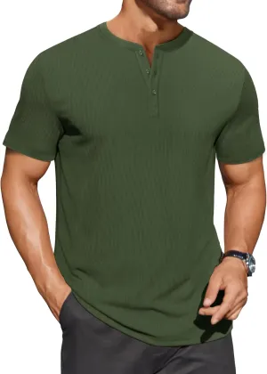 COOFANDY Men's Henley Shirts Short Sleeve Ribbed T-Shirts Bodybuilding Workout Tee Shirts