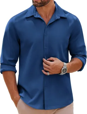 COOFANDY Mens Long Sleeve Button Down Shirts Casual Untucked Shirts Stretch Shirts