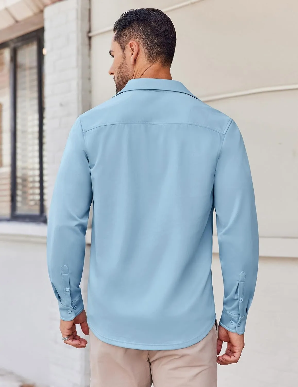 COOFANDY Mens Long Sleeve Button Down Shirts Casual Untucked Shirts Stretch Shirts