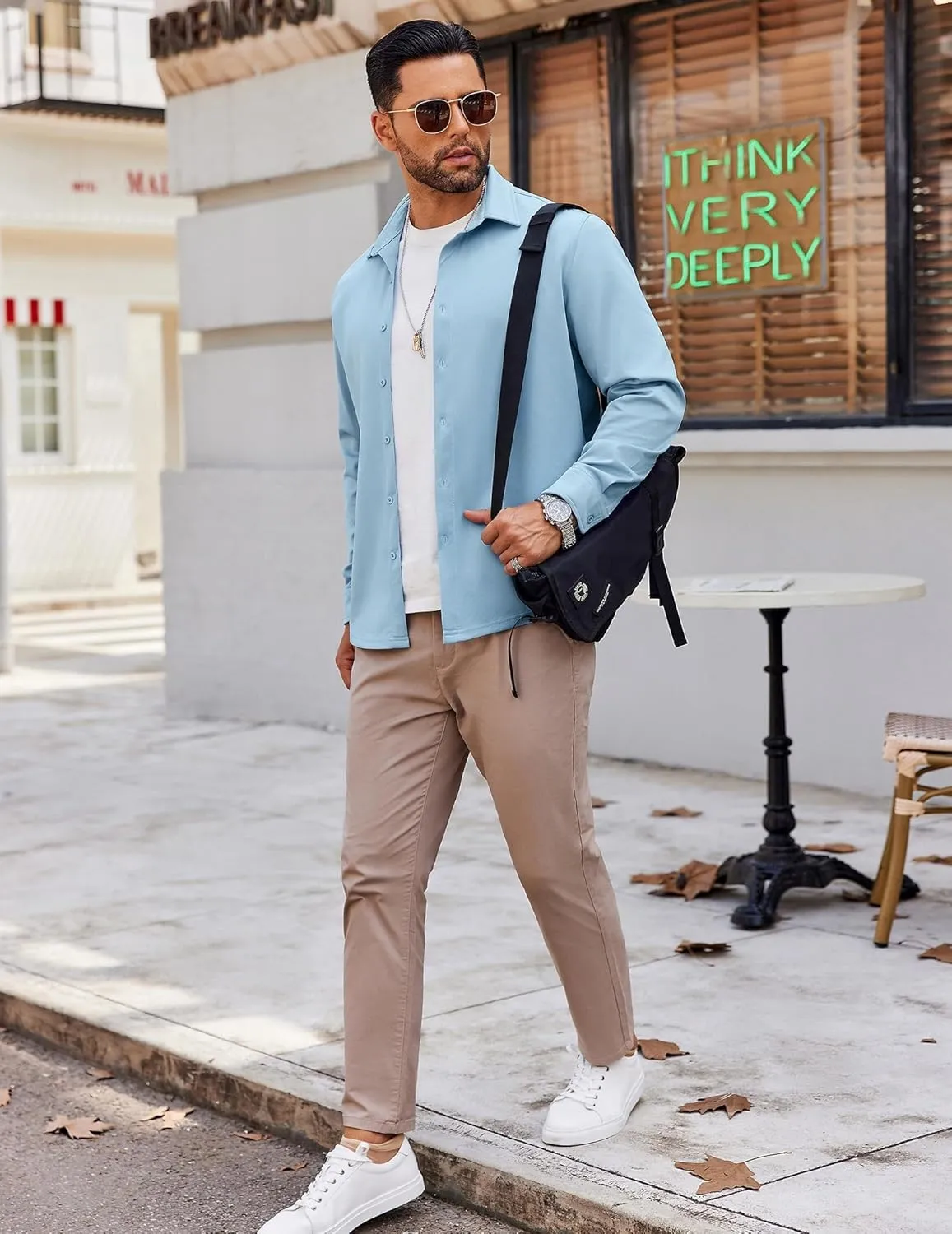 COOFANDY Mens Long Sleeve Button Down Shirts Casual Untucked Shirts Stretch Shirts