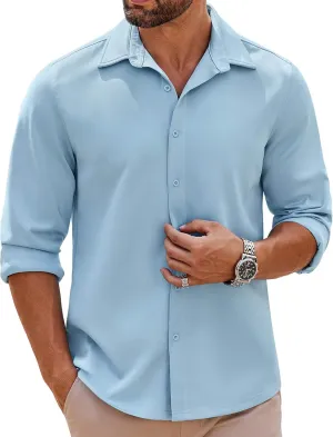 COOFANDY Mens Long Sleeve Button Down Shirts Casual Untucked Shirts Stretch Shirts