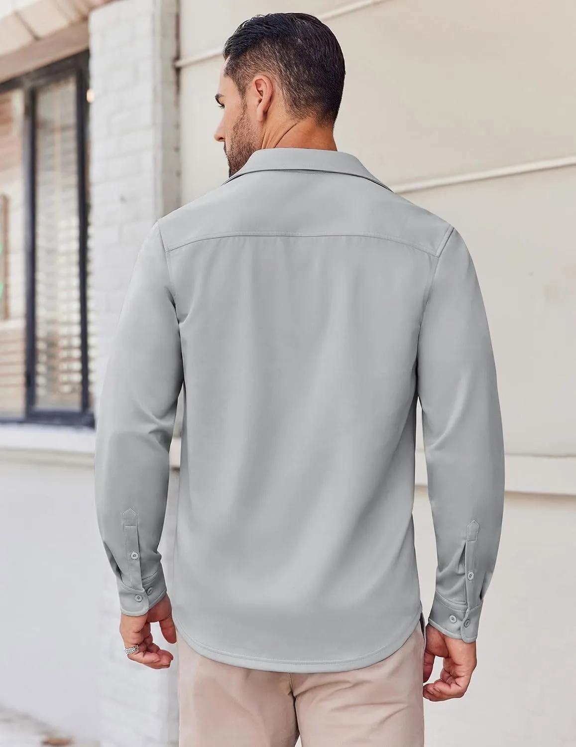 COOFANDY Mens Long Sleeve Button Down Shirts Casual Untucked Shirts Stretch Shirts