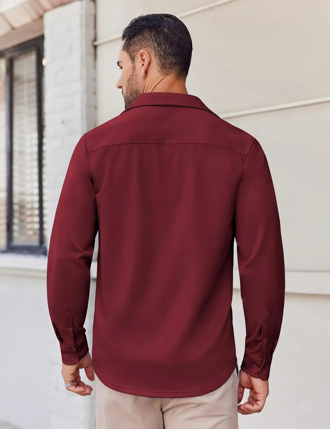 COOFANDY Mens Long Sleeve Button Down Shirts Casual Untucked Shirts Stretch Shirts