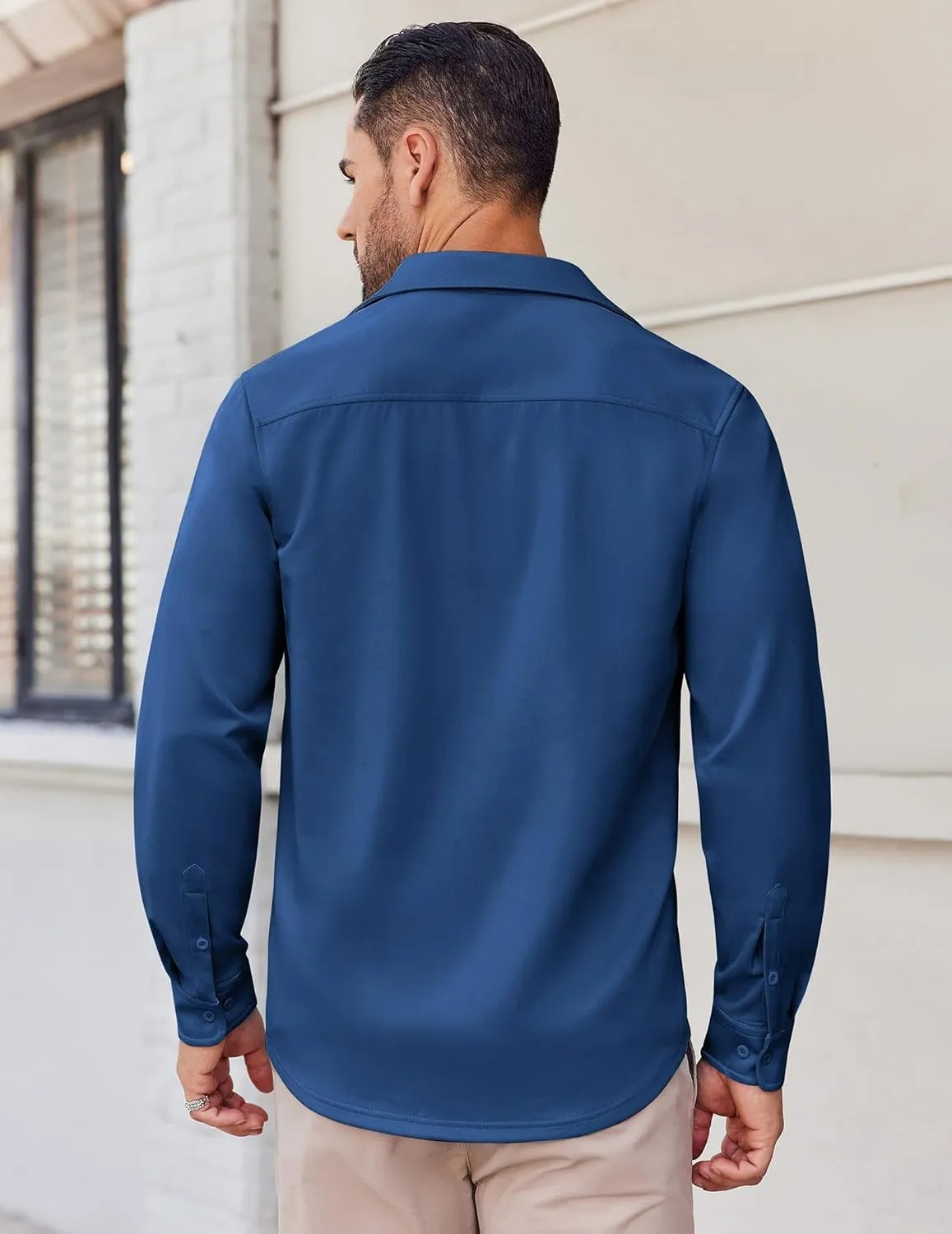 COOFANDY Mens Long Sleeve Button Down Shirts Casual Untucked Shirts Stretch Shirts