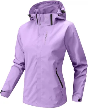 cooki Rain Coat Women with Hood Waterproof Windbreaker Lightweight Raincoats Travel Rain Jacket Breathable Trench Coat