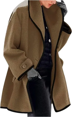 cooki Trench Coat for Women 2023 Hooded Wood Blend Lapel Callor Windproof Pea Coat Winter Warm Fleece Jackets Outerwear Coat