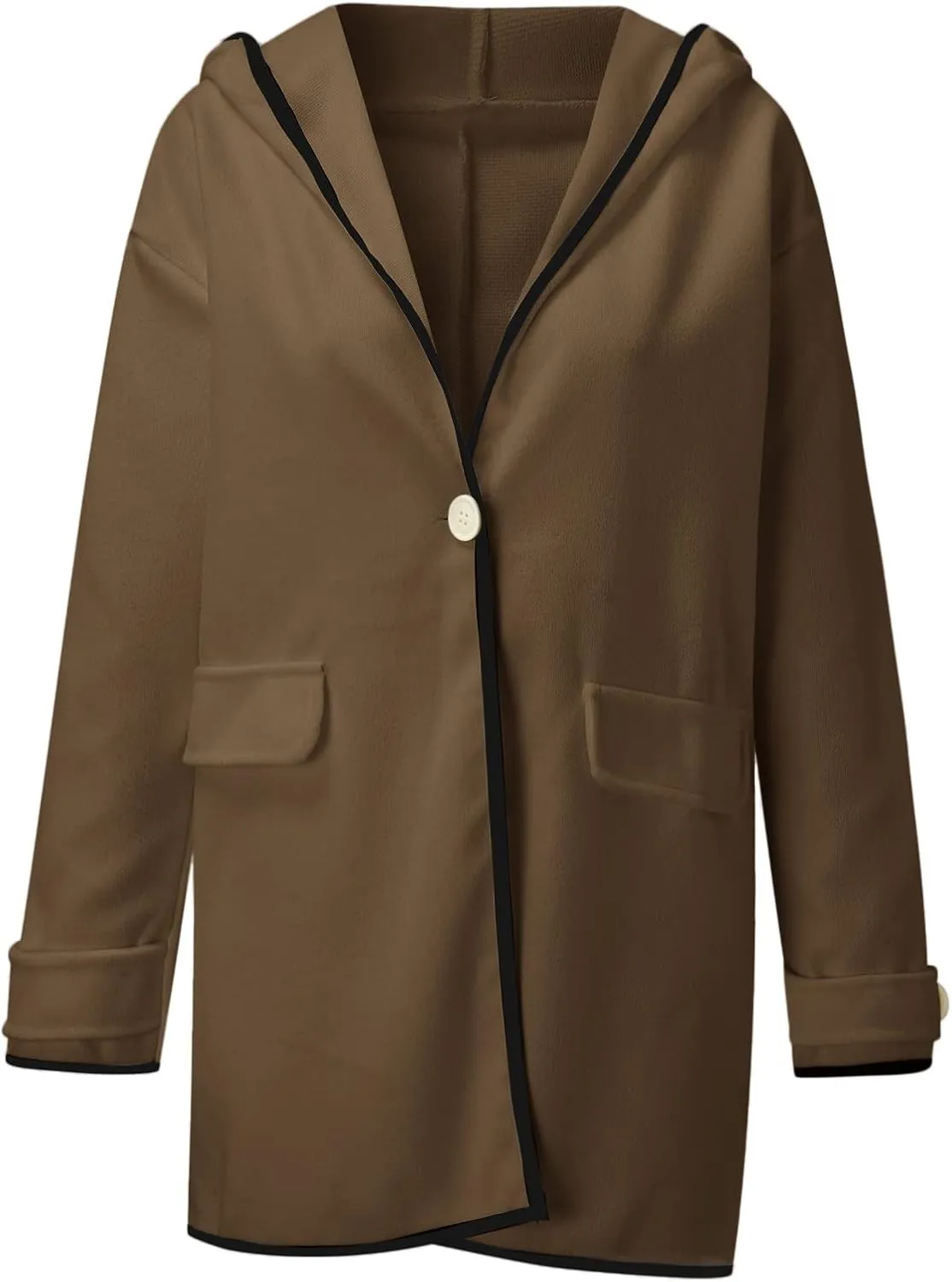 cooki Trench Coat for Women 2023 Hooded Wood Blend Lapel Callor Windproof Pea Coat Winter Warm Fleece Jackets Outerwear Coat