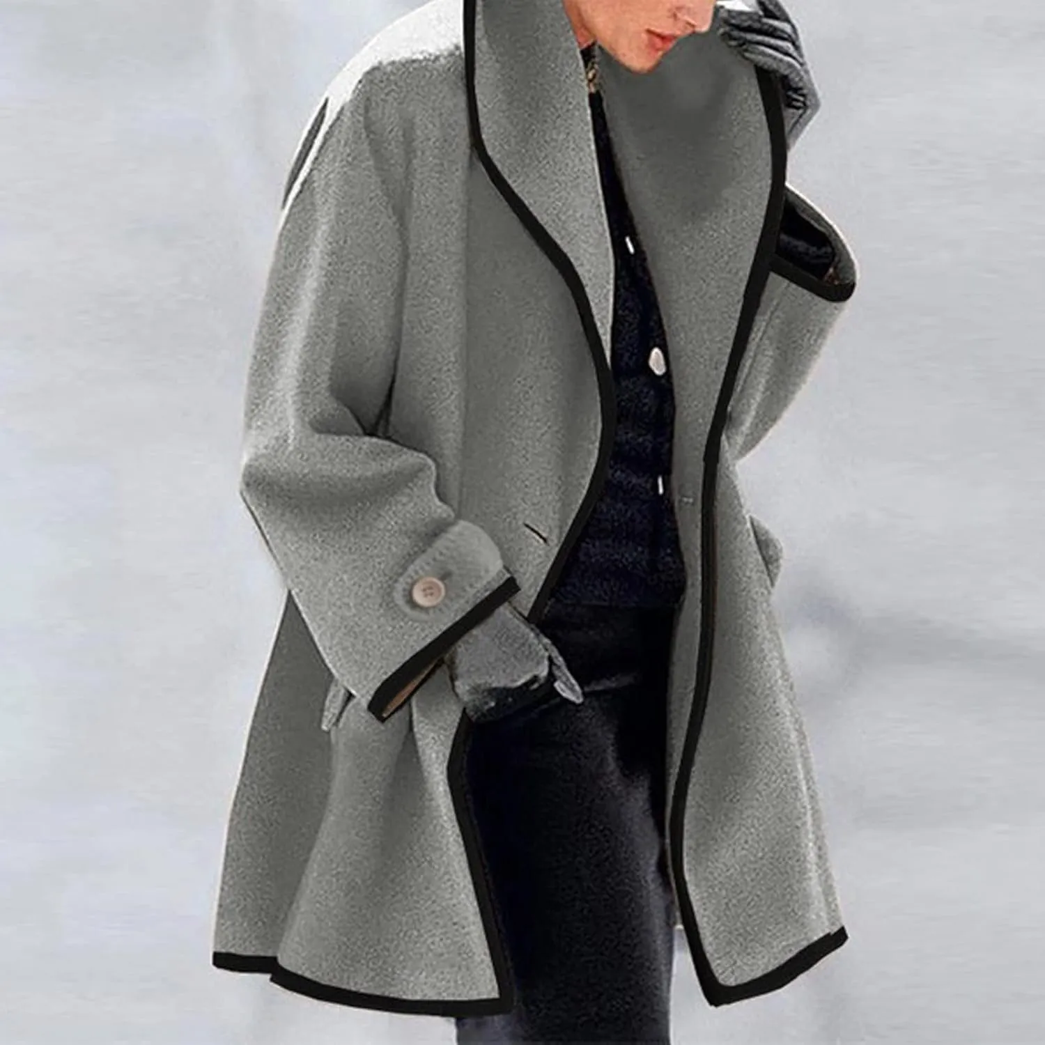 cooki Trench Coat for Women 2023 Hooded Wood Blend Lapel Callor Windproof Pea Coat Winter Warm Fleece Jackets Outerwear Coat