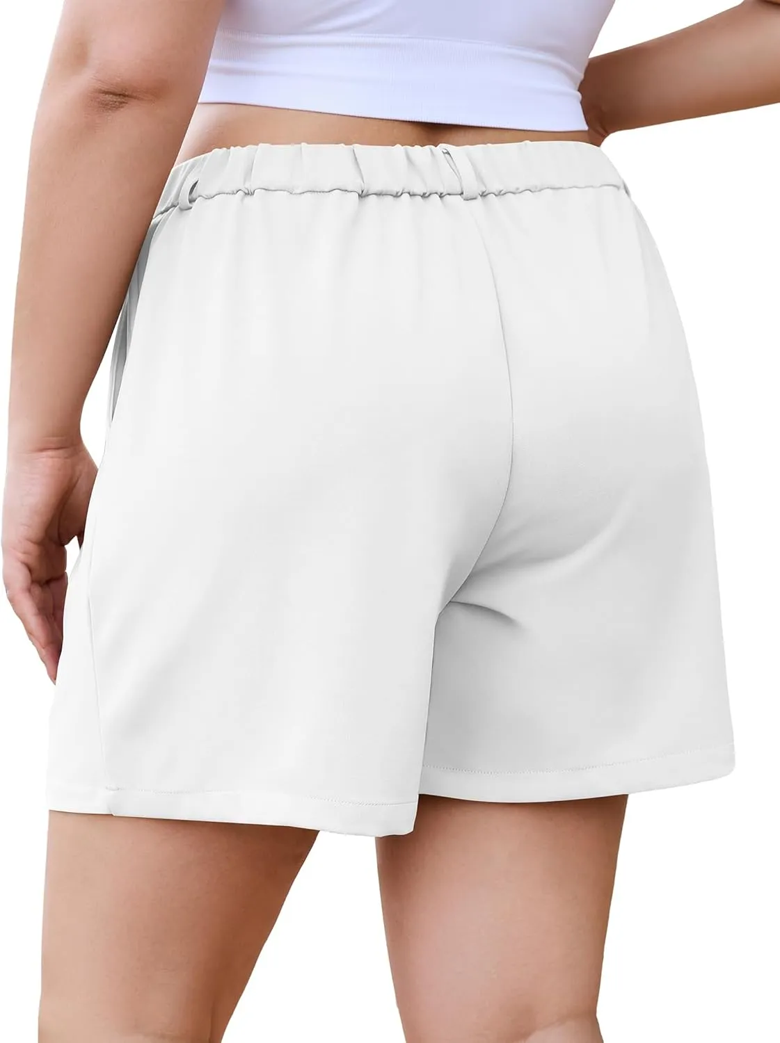 COOTRY Plus Size Women Shorts Dressy Casual High Waisted Dress Shorts Tailored Wide Leg Work Shorts with Pockets