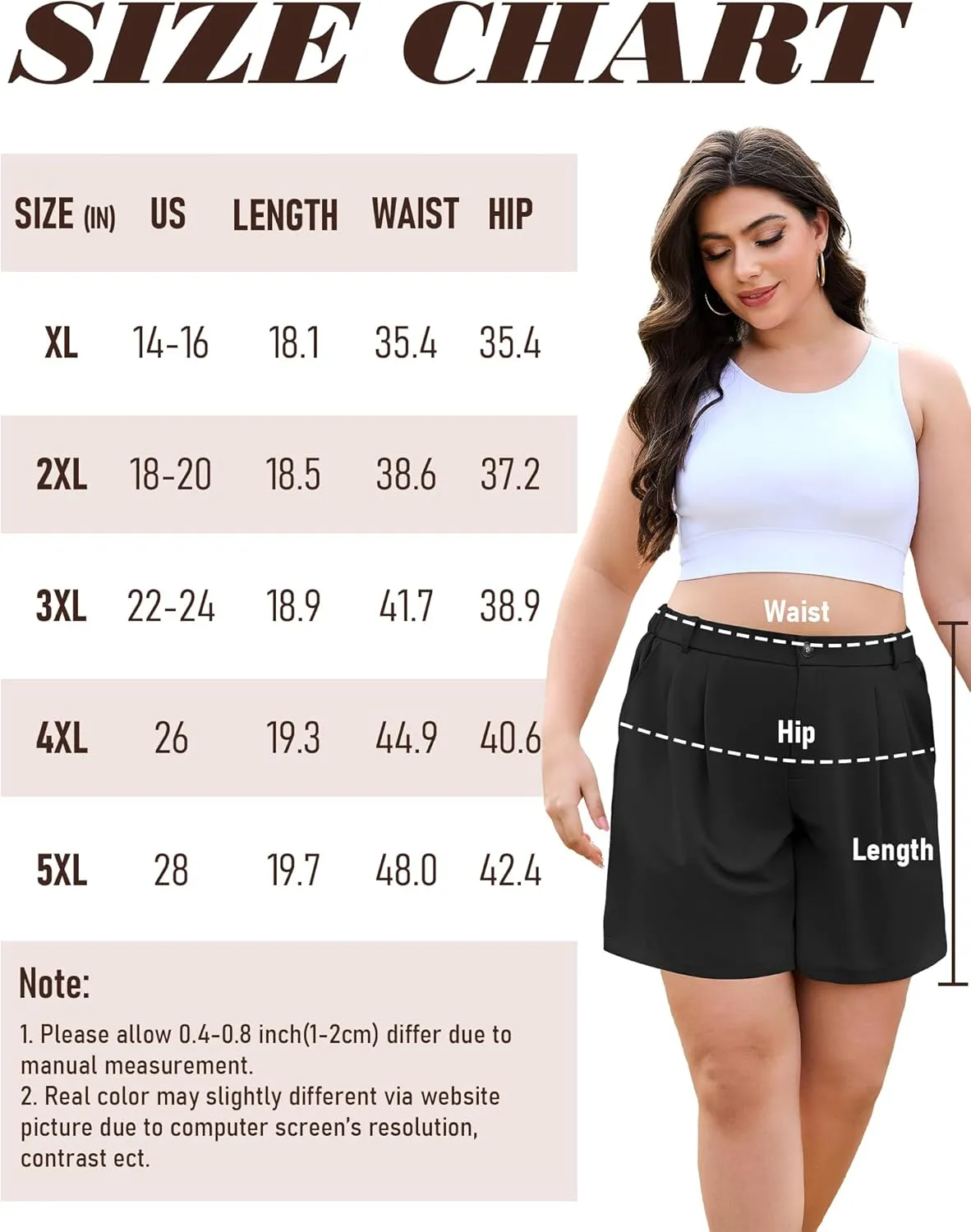 COOTRY Plus Size Women Shorts Dressy Casual High Waisted Dress Shorts Tailored Wide Leg Work Shorts with Pockets
