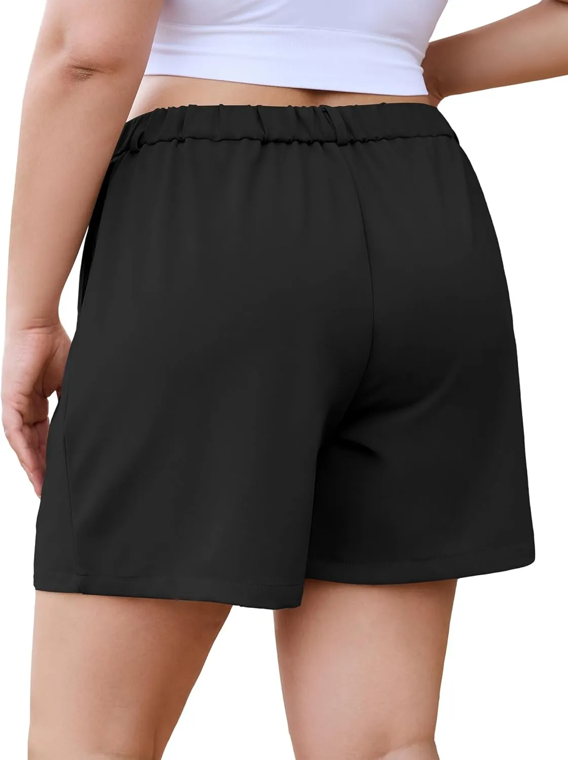 COOTRY Plus Size Women Shorts Dressy Casual High Waisted Dress Shorts Tailored Wide Leg Work Shorts with Pockets