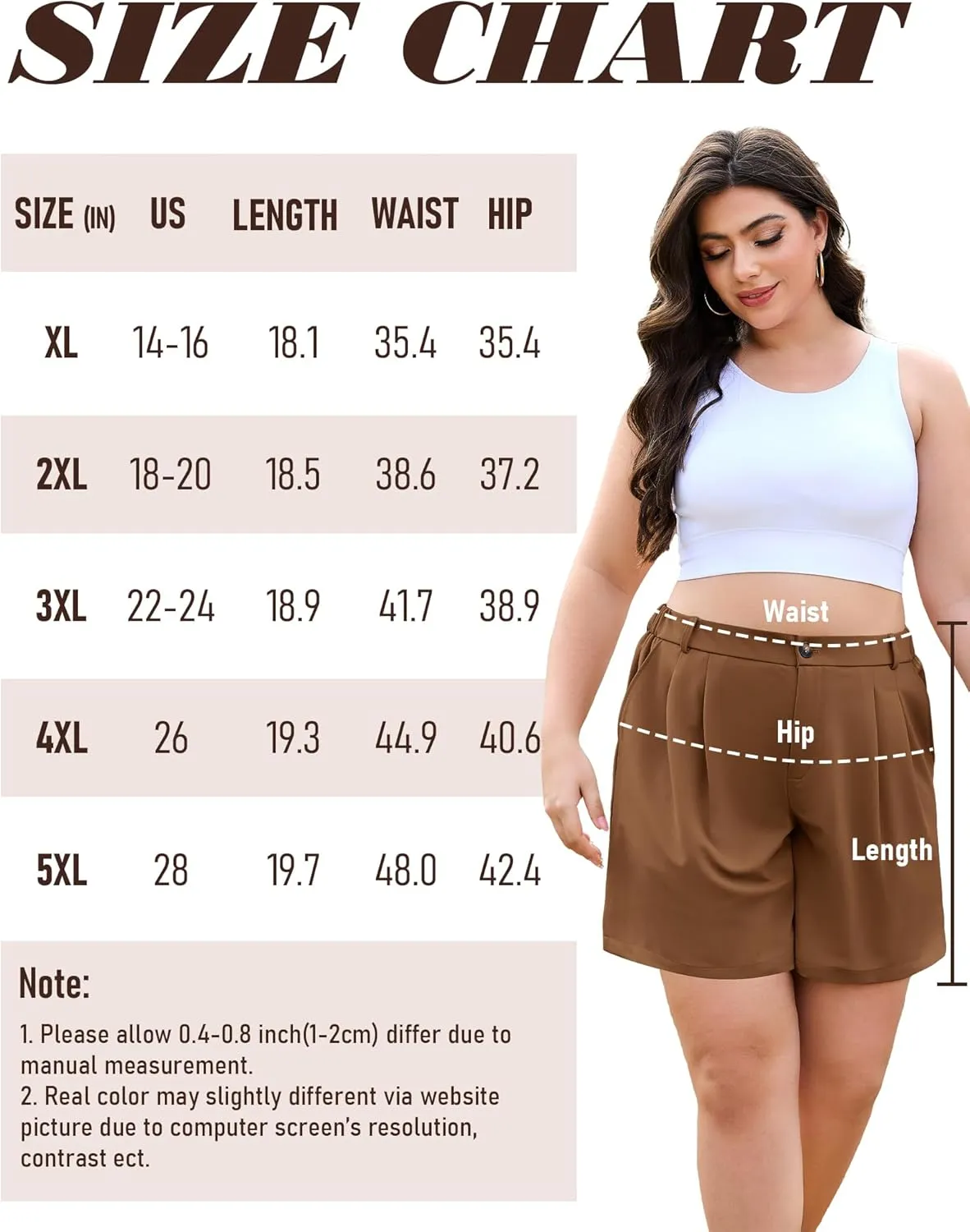COOTRY Plus Size Women Shorts Dressy Casual High Waisted Dress Shorts Tailored Wide Leg Work Shorts with Pockets