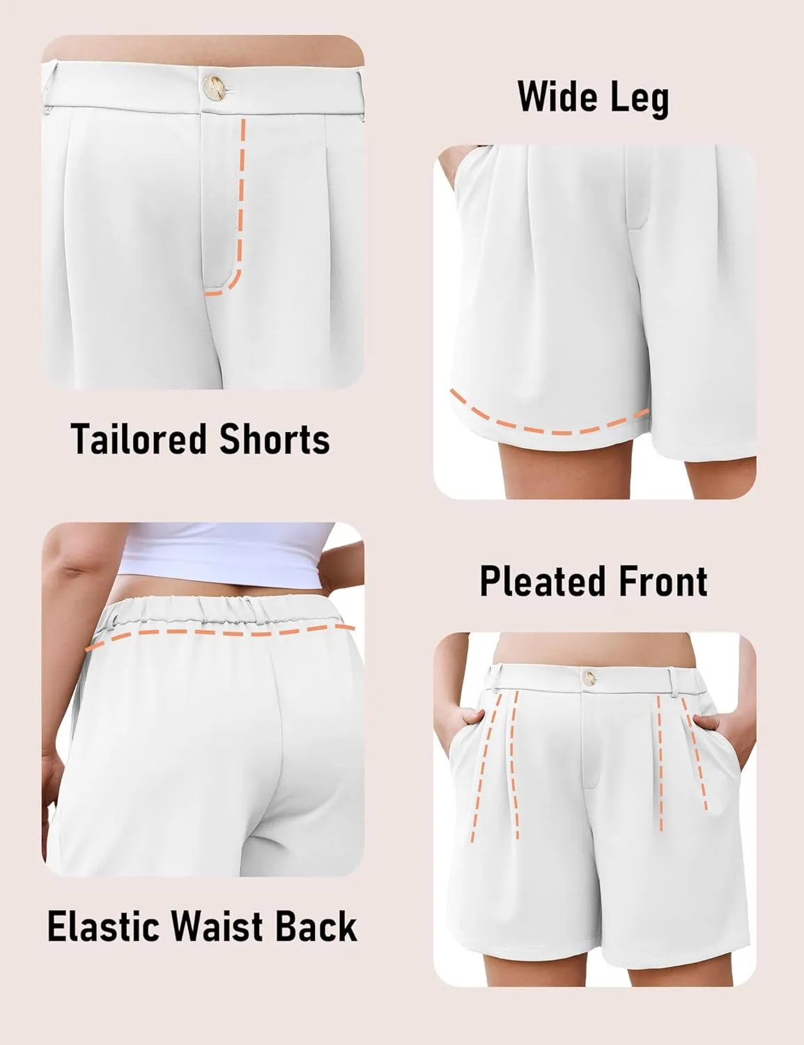 COOTRY Plus Size Women Shorts Dressy Casual High Waisted Dress Shorts Tailored Wide Leg Work Shorts with Pockets