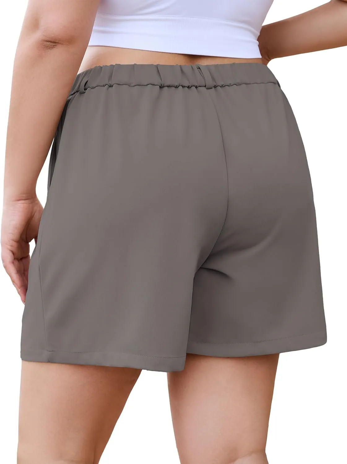 COOTRY Plus Size Women Shorts Dressy Casual High Waisted Dress Shorts Tailored Wide Leg Work Shorts with Pockets