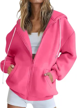 COTECRAM Womens Zip Up Hoodies Oversized Lightweight Hooded Sweatshirt Casual Long Sleeve Jacket Y2K Fall Clothes