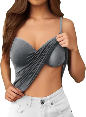 Cotton Camisole Tops for Women Shelf Bra Adjustable Spaghetti Strap Tank Top Basic Cami Undershirt