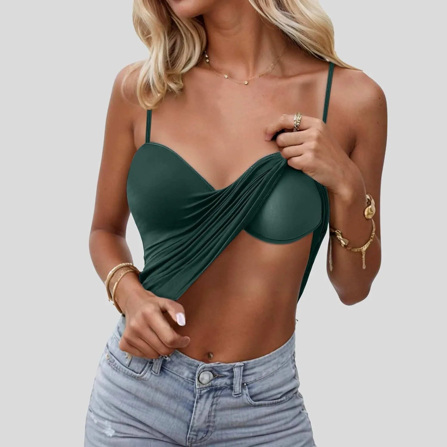 Cotton Camisole Tops for Women Shelf Bra Adjustable Spaghetti Strap Tank Top Basic Cami Undershirt
