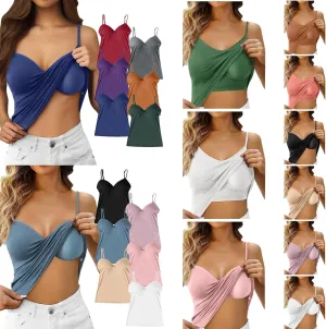 Cotton Camisole Tops for Women Shelf Bra Adjustable Spaghetti Strap Tank Top Basic Cami Undershirt