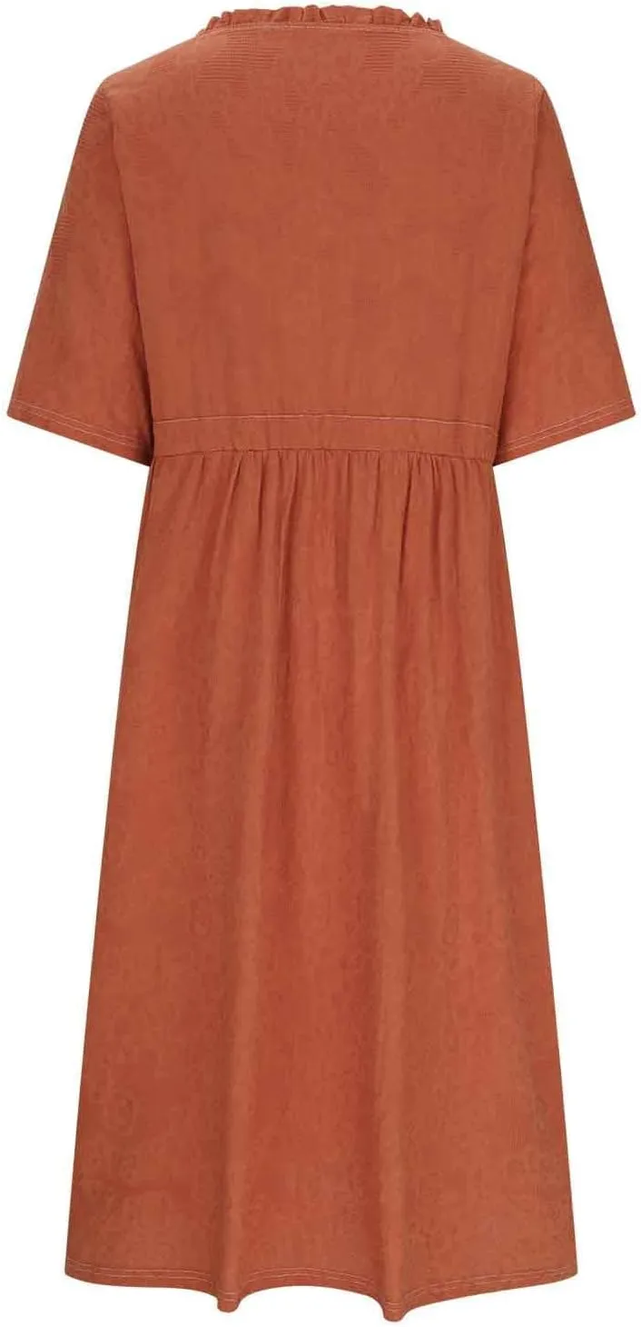 Cotton Dresses for Women 2025 Casual Short Sleeve Linen Dresses Summer Button Down Midi Dress Drawstring Beach Dress