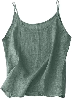Cotton Linen Camisole Tops for Women Spaghetti Strap Loose Fit Tank Top Cami Summer 2025 Casual Sleeveless Shirts