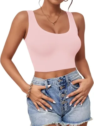 Crop Tops for Women, U Neck Tank Tops, Sleeveless Basic Cropped Racerback Going Out Tops Athletic Sports Shirts