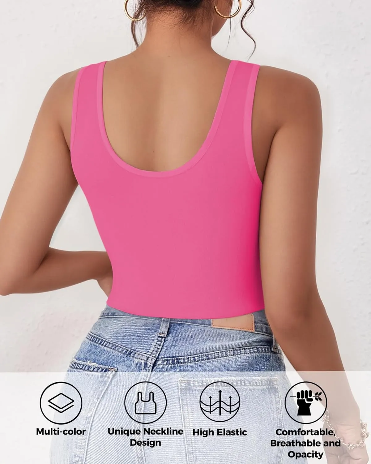Crop Tops for Women, U Neck Tank Tops, Sleeveless Basic Cropped Racerback Going Out Tops Athletic Sports Shirts