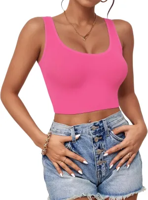 Crop Tops for Women, U Neck Tank Tops, Sleeveless Basic Cropped Racerback Going Out Tops Athletic Sports Shirts