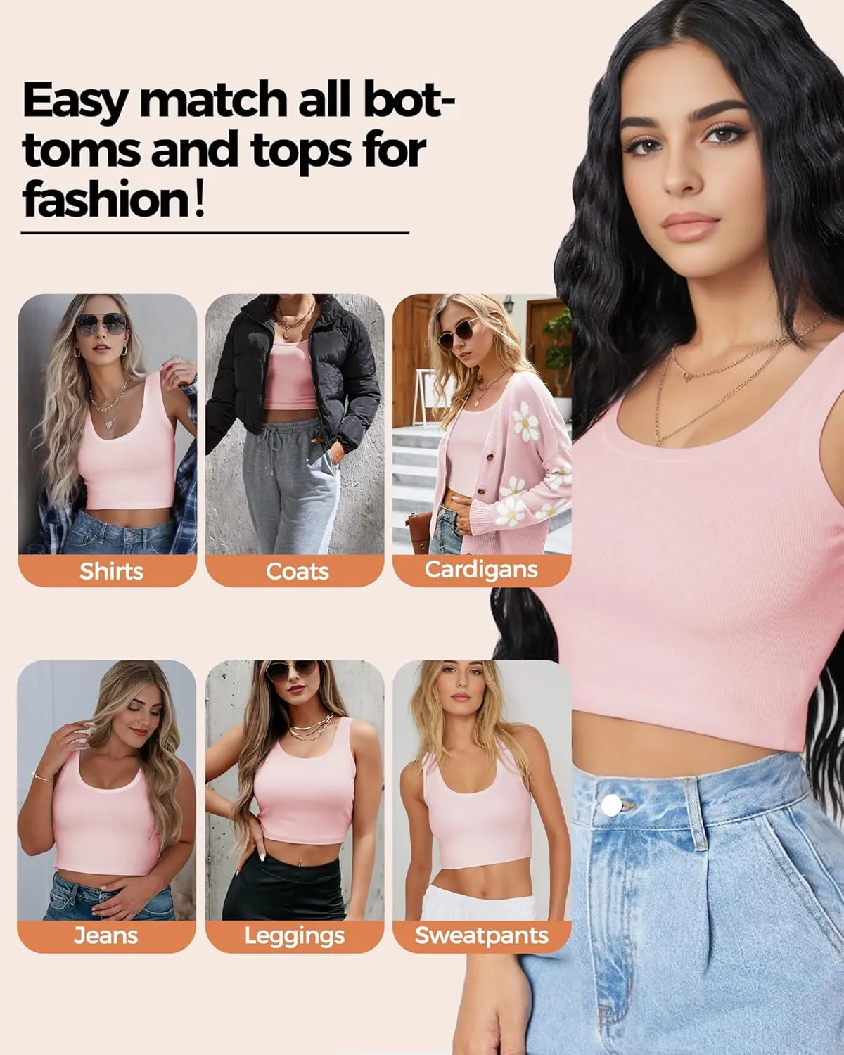 Crop Tops for Women, U Neck Tank Tops, Sleeveless Basic Cropped Racerback Going Out Tops Athletic Sports Shirts