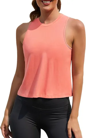 Crop Tops for Women Workout Athletic Tank Tops Flowy Cropped Tank Tops Yoga Sleeveless Muscle Shirts 3 Pack
