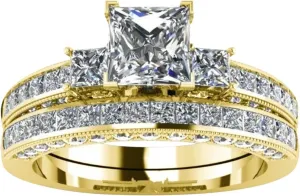 Crystal Diamond Rings for Women European And American Women's Set Ring Jewelry Pair Semicolon Ring