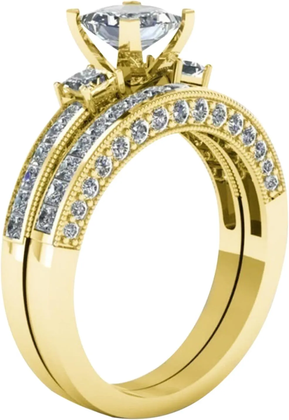 Crystal Diamond Rings for Women European And American Women's Set Ring Jewelry Pair Semicolon Ring