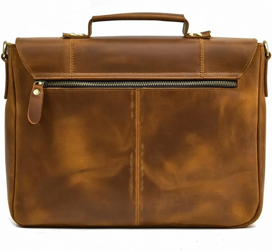 CSCDD Leather Briefcase Of Men MaleLeather Laptop Bag Business Travel Briefcases Computer Bag A4 Shoulder Bag
