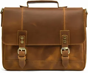 CSCDD Leather Briefcase Of Men MaleLeather Laptop Bag Business Travel Briefcases Computer Bag A4 Shoulder Bag