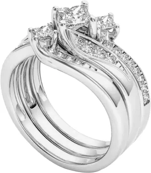 Cubic Zirconia Engagement Ring Simulation Diamond Square Princess Cut Bridal Set Ring Wedding Band for Women Gold
