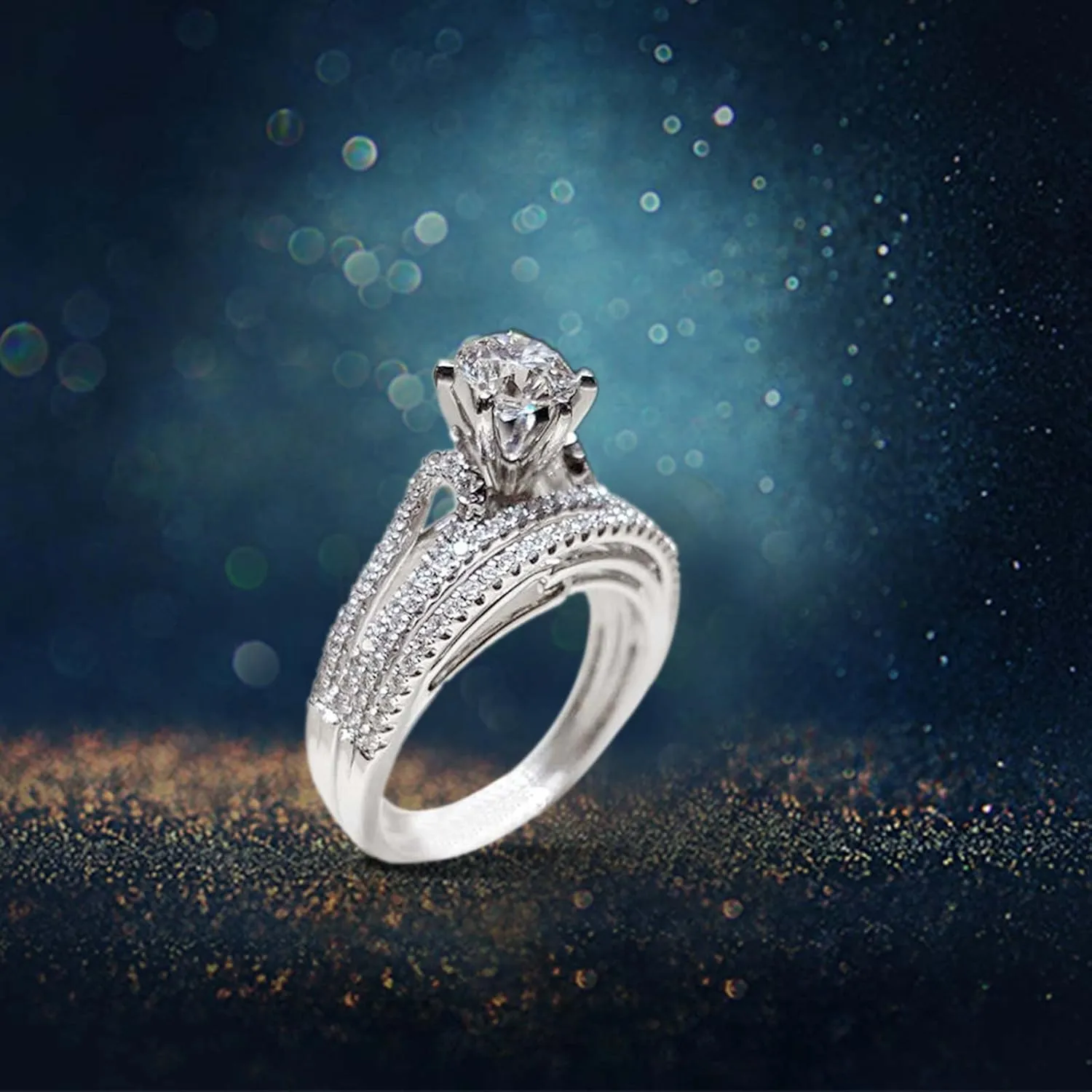 Cushion Cut Cubic Zirconia Engagement Wedding Ring for Women Vintage Bridal Ring Set 925 Silver Anniversary Rings